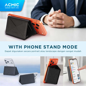 ACMIC MAGWALLET TF5 TF7 Trifold 5 Cards 7 Cards Magnetic Magsafe Slim Card Holder Built in Phone Stand Dompet Kartu