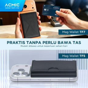 ACMIC MAGWALLET TF5 TF7 Trifold 5 Cards 7 Cards Magnetic Magsafe Slim Card Holder Built in Phone Stand Dompet Kartu