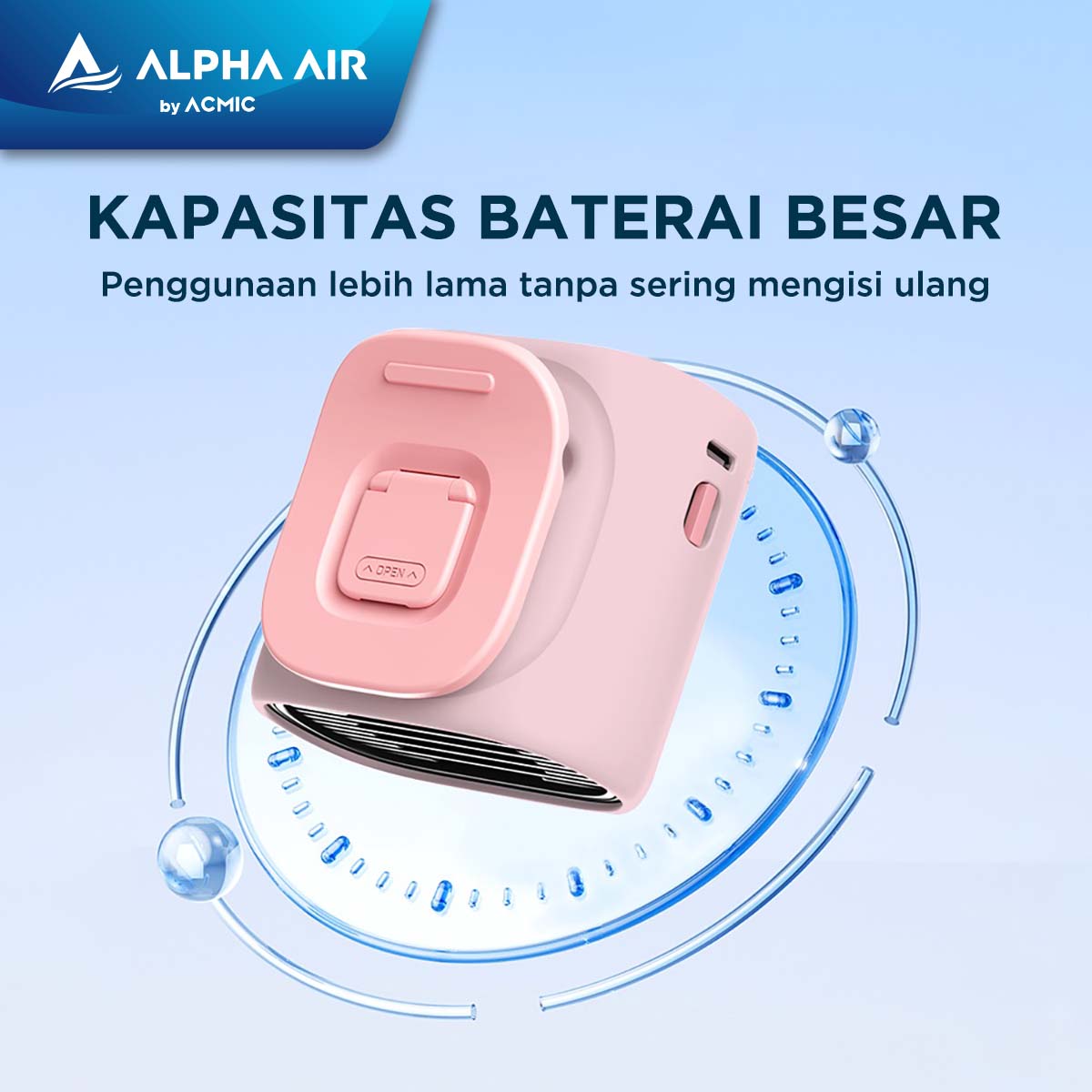 ACMIC MINI WAIST FAN WF01 Kipas Angin Portable Super Strong Airflow with Desk Function