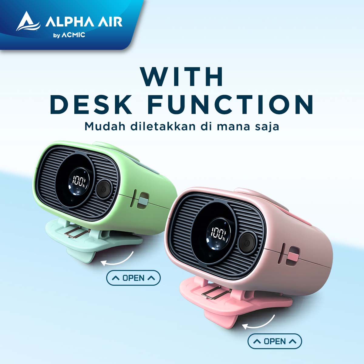 ACMIC MINI WAIST FAN WF01 Kipas Angin Portable Super Strong Airflow with Desk Function
