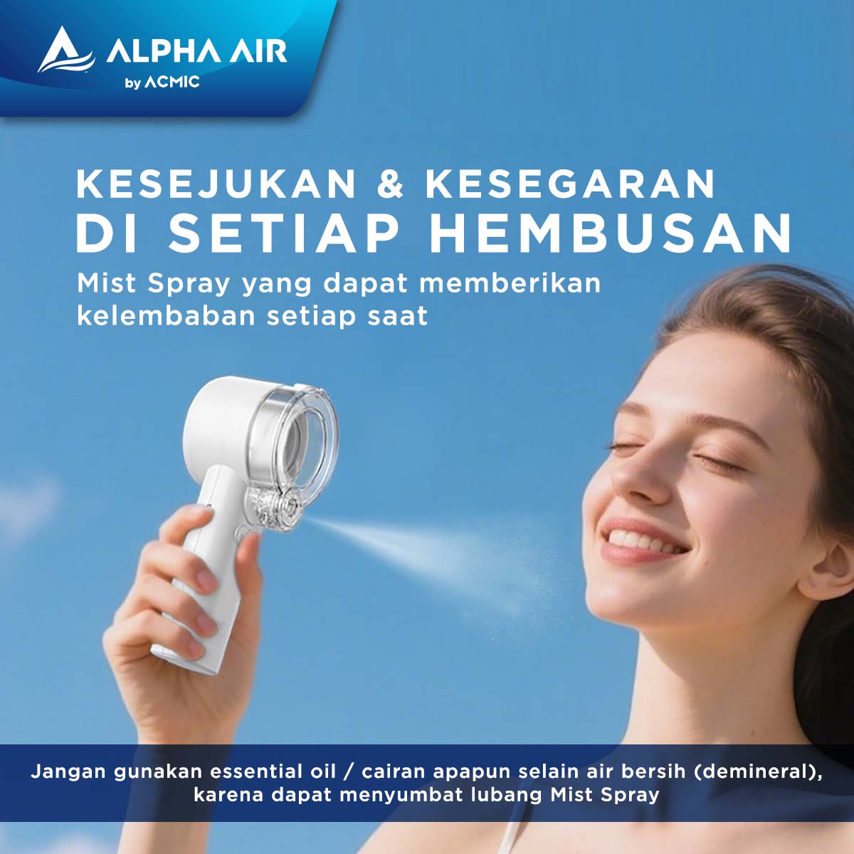 ACMIC MIST SPRAY FAN SF01 Kipas Angin AC Mini Portable Digital Display Super Strong Cooling Airflow dengan Mist Spray