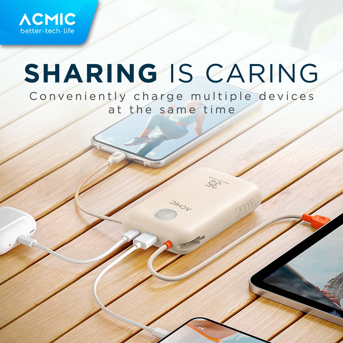 ACMIC NEOPOWER Super Mini 35W Powerbank 20000mAh SFC Super Fast Charging for Samsung with Built-in Cable
