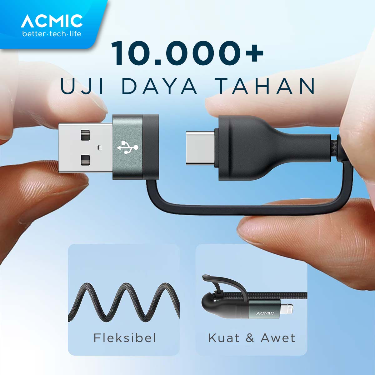 ACMIC OMNILINE 4in1 240W Kabel Data PD 3.1 Power Delivery Ultra Fast Charging USB Type-C iPhone Lightning