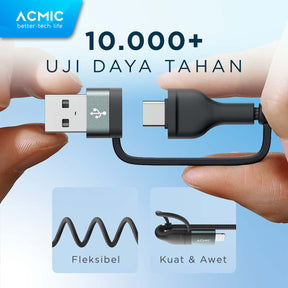 ACMIC OMNILINE 4in1 240W Kabel Data PD 3.1 Power Delivery Ultra Fast Charging USB Type-C iPhone Lightning