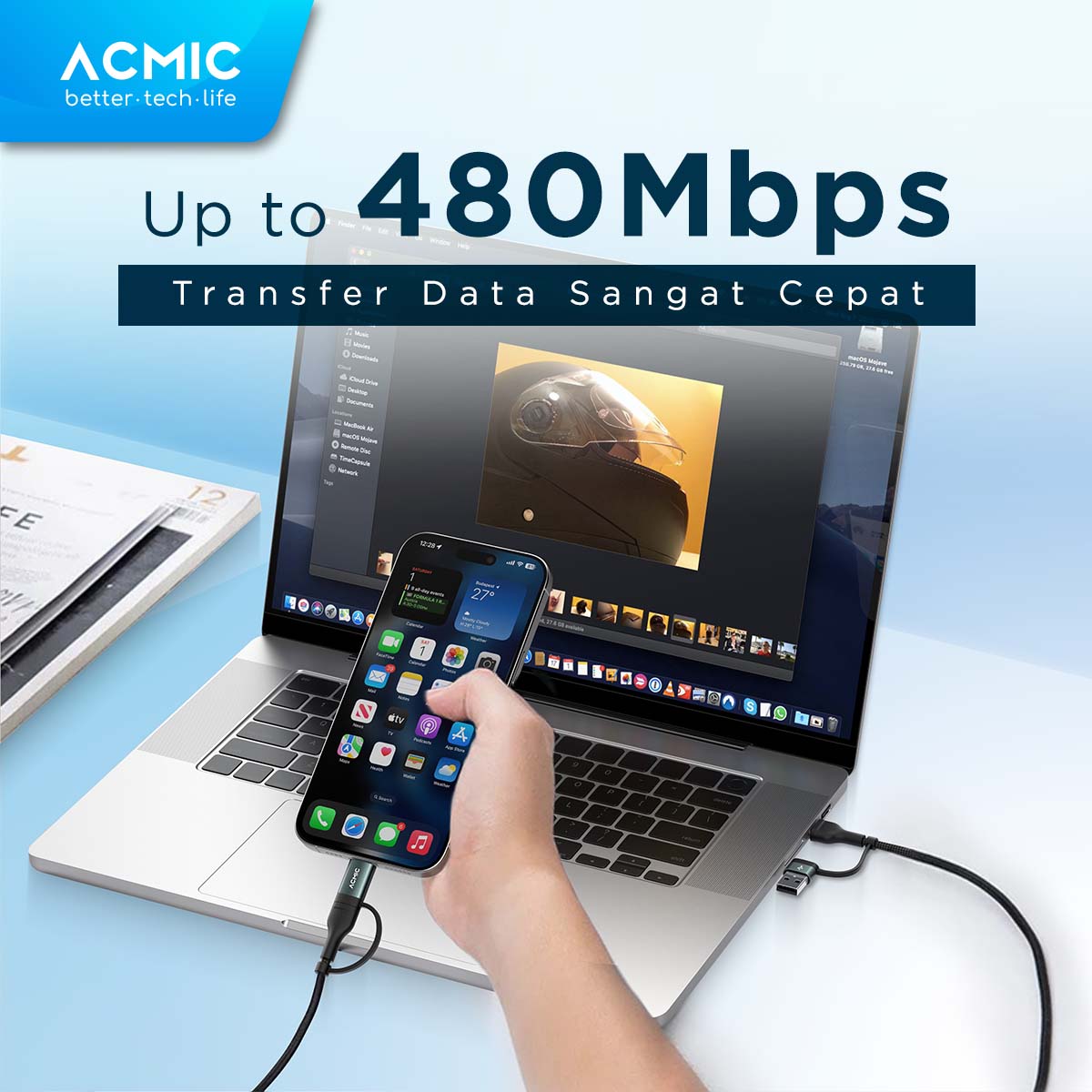 ACMIC OMNILINE 4in1 240W Kabel Data PD 3.1 Power Delivery Ultra Fast Charging USB Type-C iPhone Lightning