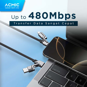 ACMIC OMNILINE 4in1 240W Kabel Data PD 3.1 Power Delivery Ultra Fast Charging USB Type-C iPhone Lightning