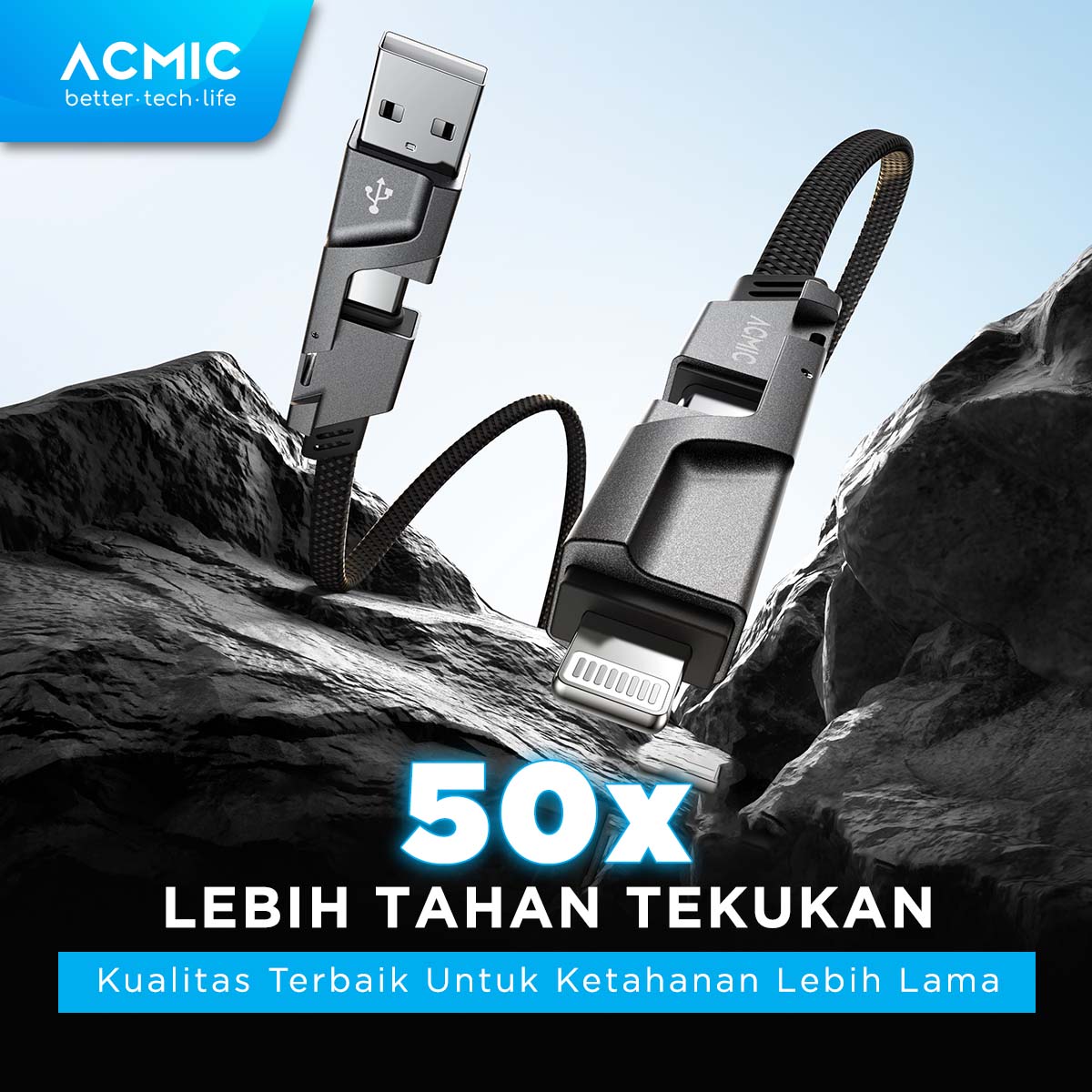 ACMIC OMNILINE 4in1 240W Kabel Data PD 3.1 Power Delivery Ultra Fast Charging USB Type-C iPhone Lightning