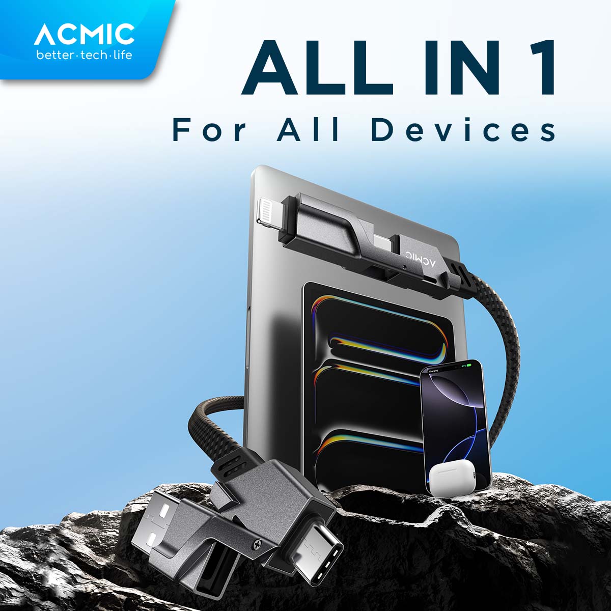 ACMIC OMNILINE 4in1 240W Kabel Data PD 3.1 Power Delivery Ultra Fast Charging USB Type-C iPhone Lightning