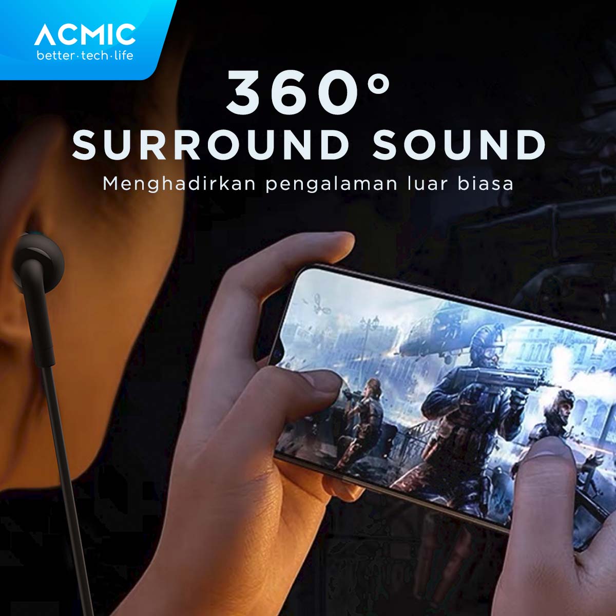 ACMIC OMNIO In-Ear Headset Earphone Earbuds Headphone Stereo with Mic FREE Converter USB C