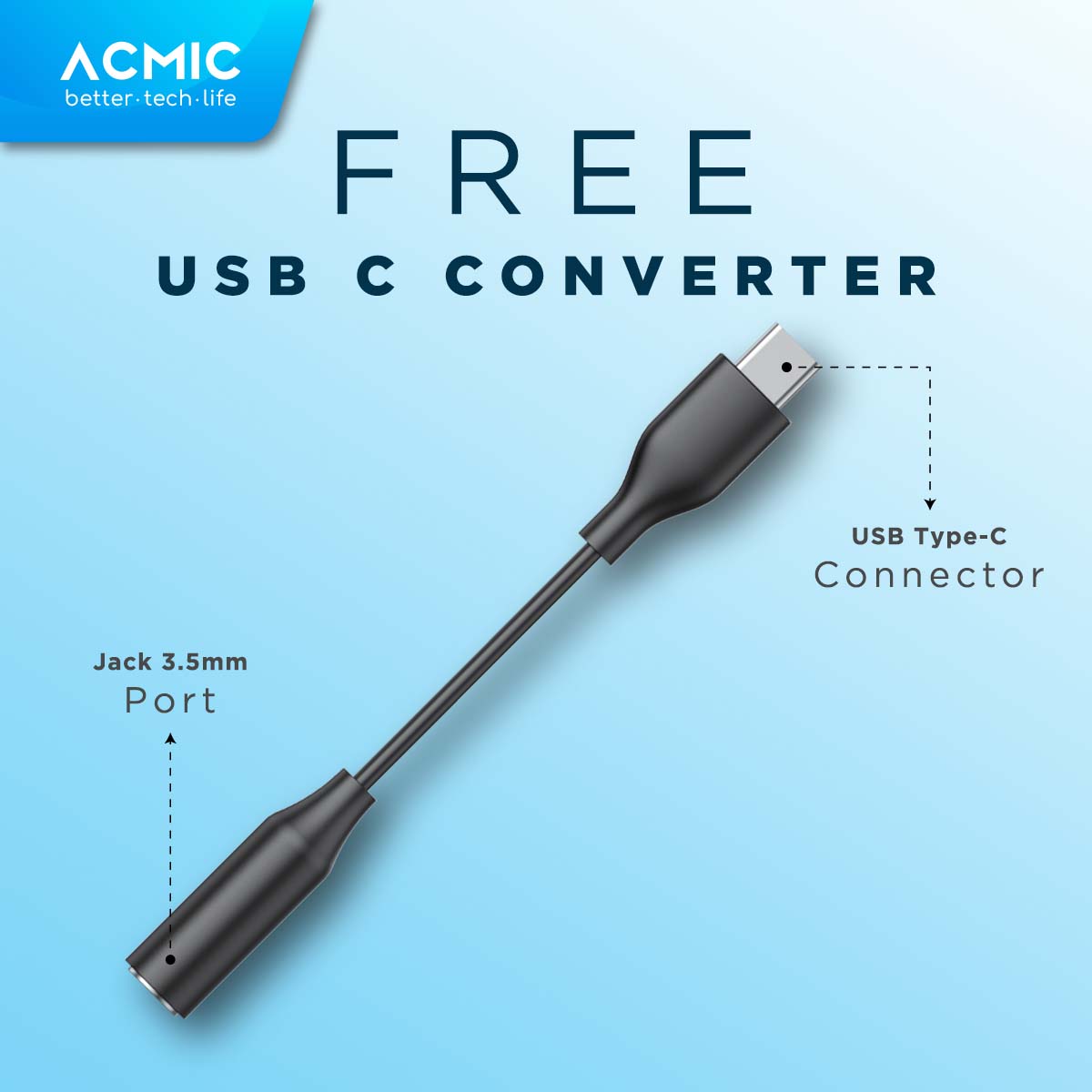 ACMIC OMNIO In-Ear Headset Earphone Earbuds Headphone Stereo with Mic FREE Converter USB C