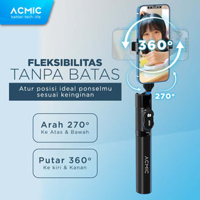 ACMIC TS11 Tongsis Tripod Bluetooth Remote Selfie Stick 1.1M (110CM)