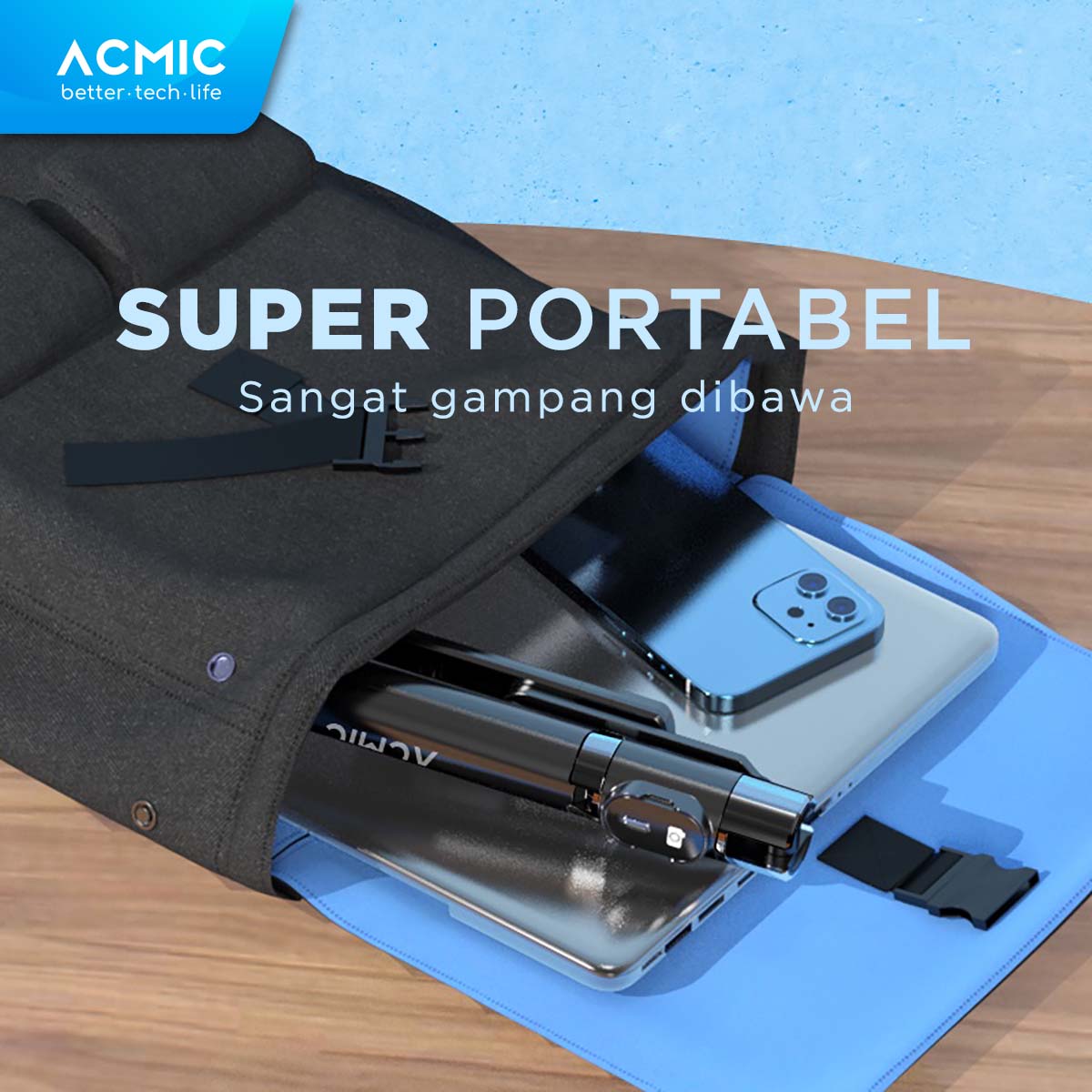 ACMIC TS11 Tongsis Tripod Bluetooth Remote Selfie Stick 1.1M (110CM)