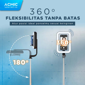 ACMIC TL13 Square Ring Light Tongsis Tripod Bluetooth Selfie Stick 1.3M (130cm)