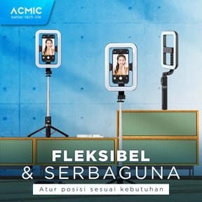 ACMIC TL13 Square Ring Light Tongsis Tripod Bluetooth Selfie Stick 1.3M (130cm)