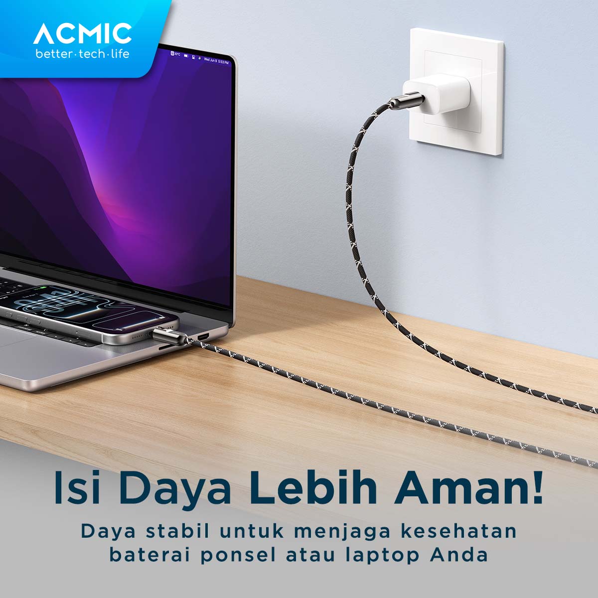 ACMIC STRAPLINE 240W Crossbody Strap Phone Lanyard Design Kabel Data USB-C to USB-C PD 3.1 Power Delivery Fast Charging