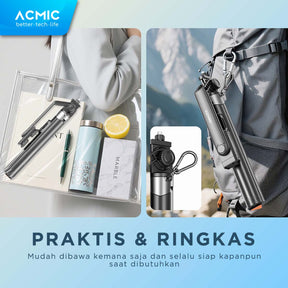 ACMIC TS20 Touchdown Auto Open One Click Selfie Stick 2M Aluminium Tripod Tongsis Bluetooth Remote