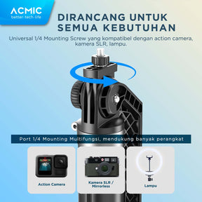 ACMIC TS20 Touchdown Auto Open One Click Selfie Stick 2M Aluminium Tripod Tongsis Bluetooth Remote