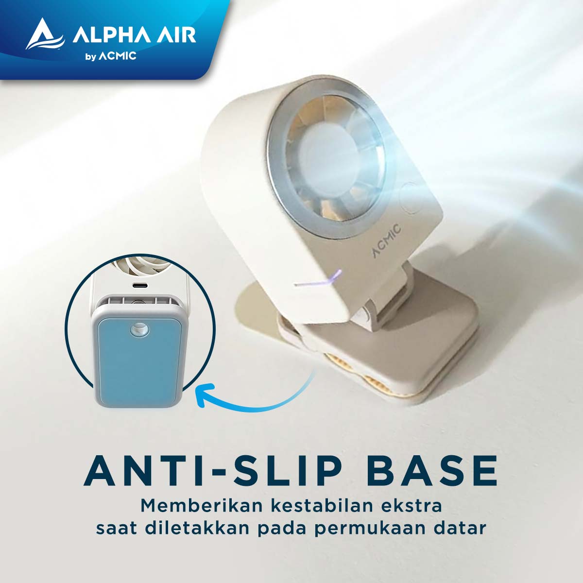 ACMIC TURBO CLIP FAN CLF01 Kipas Angin Portable Multifungsi dengan Anti-Slip Clip Super Strong Airflow