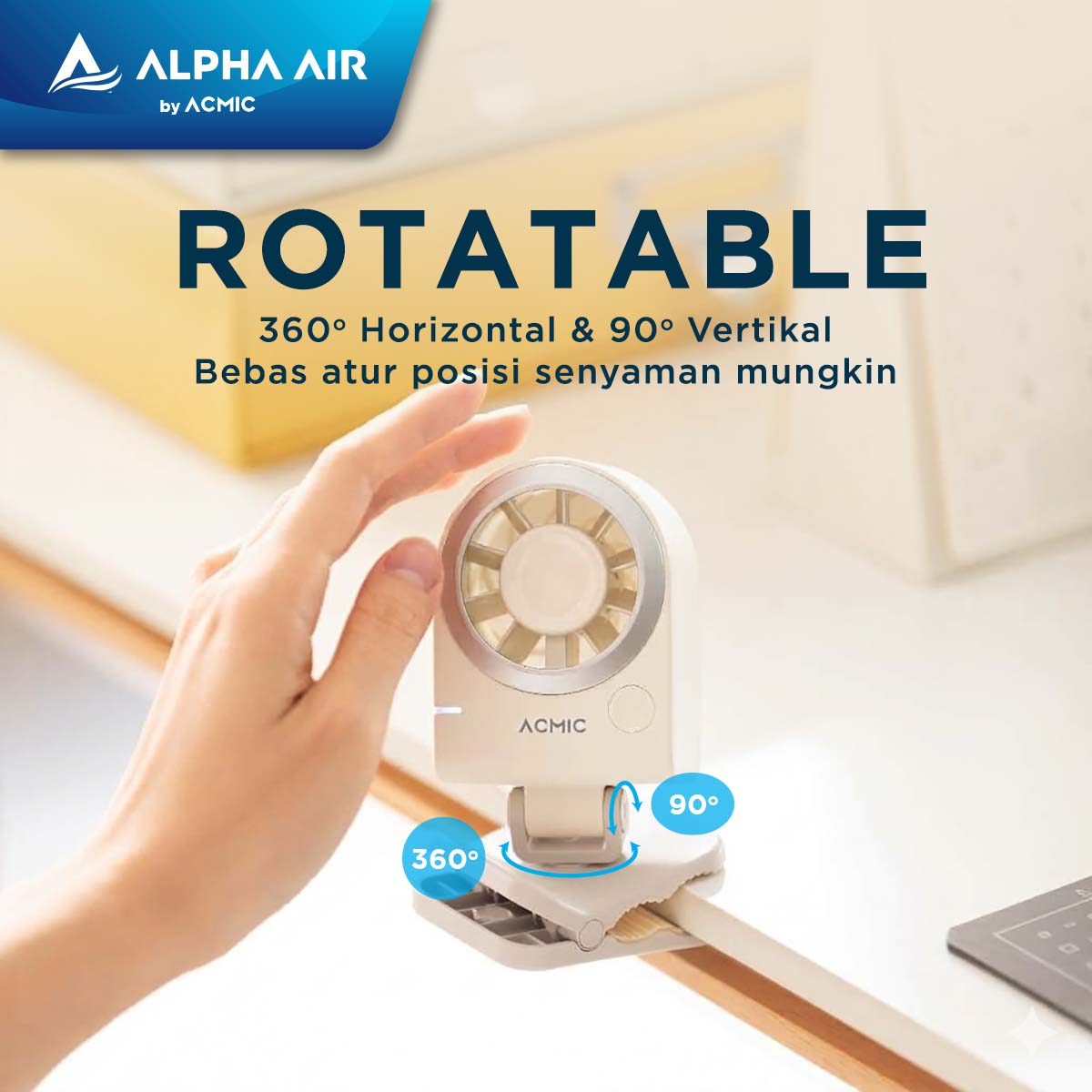ACMIC TURBO CLIP FAN CLF01 Kipas Angin Portable Multifungsi dengan Anti-Slip Clip Super Strong Airflow