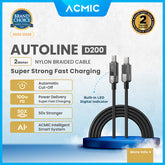 ACMIC AUTOLINE D100 Auto Cuf Off Cable USB-C TO USB-C Kabel Super Strong Fast Charging Built-in Digital Display