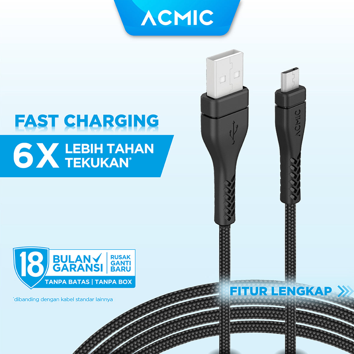 ACMIC B200 B300 Kabel Data Charger Fast Charging 2M / 3M / 2 / 3 meter