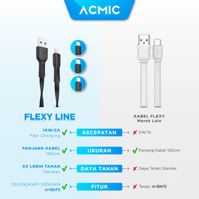 ACMIC Flexy Line Kabel Data Charger 100cm Fast Charging Cable