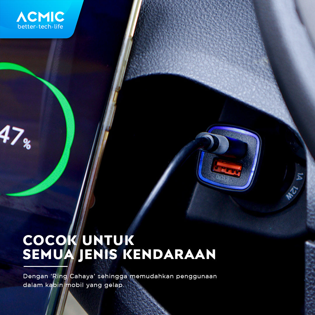 ACMIC CC02PRO Dual USB QC3.0 Car Charger Fast Charging 36 Watt