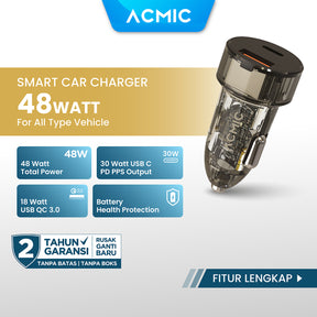 ACMIC CC02 PD+ 48W Type C + USB Car Charger Fast Charging