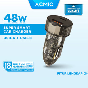 ACMIC CC02 PD+ 48W Type C + USB Car Charger Fast Charging