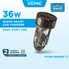 ACMIC CC02PRO Dual USB 36 Watt Car Charger Fast Charging