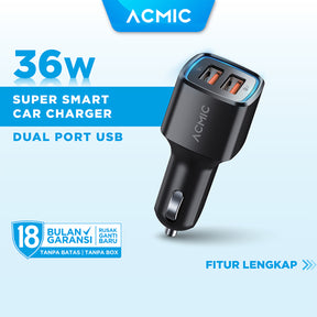 ACMIC CC02PRO Dual USB QC3.0 Car Charger Fast Charging 36 Watt