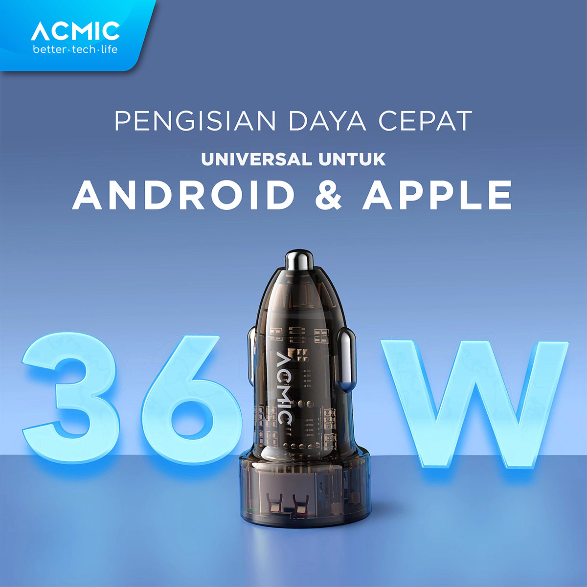 ACMIC CC02PRO Dual USB 36 Watt Car Charger Fast Charging