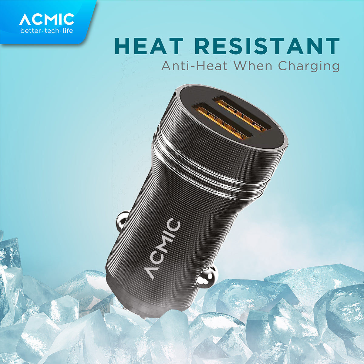 ACMIC CC02 Dual USB 24 Watt Car Charger Fast Charging