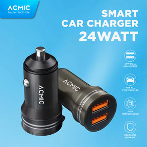 ACMIC CC02 Dual USB 24 Watt Car Charger Fast Charging