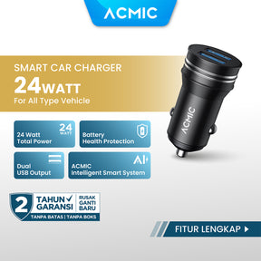 ACMIC CC02 Dual USB 24 Watt Car Charger Fast Charging