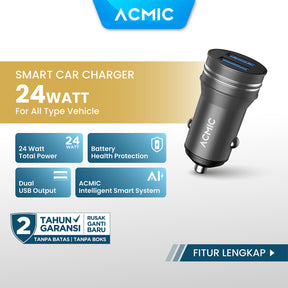 ACMIC CC02 Dual USB 24 Watt Car Charger Fast Charging