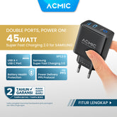 ACMIC CPD45 Type C 45W Charger Super Fast Charging Adaptor Samsung
