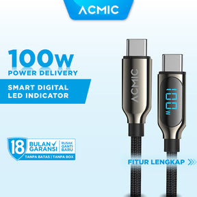 ACMIC DIGILINE Kabel USB-C to USB-C 100W PD Fast Charging LED DISPLAY