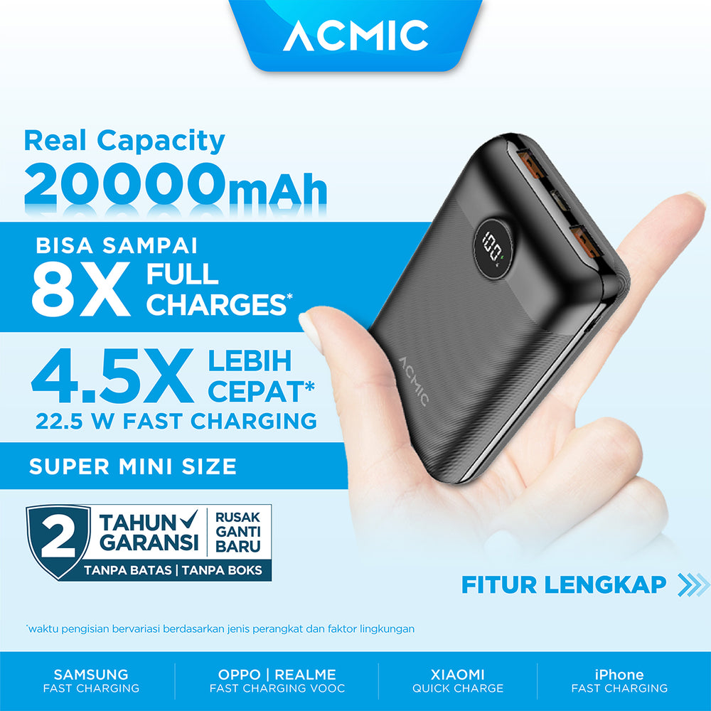 Acmic ACMIC DIGIMAX 20000mAh Powerbank Mini 22.5W Fast Charging Type C