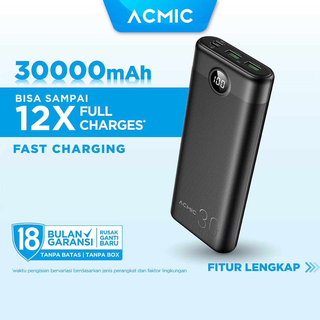 ACMIC DIGIMAX 30000mAh Digital AiCharge Power Bank (QC4 + PD + VOOC)