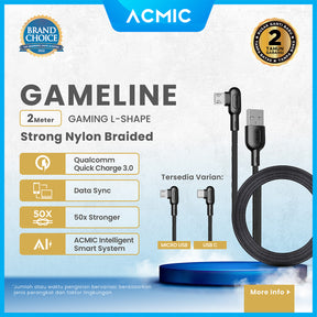 ACMIC GAMELINE L200 Kabel Gaming Fast Charging 2M Cable Data Charger