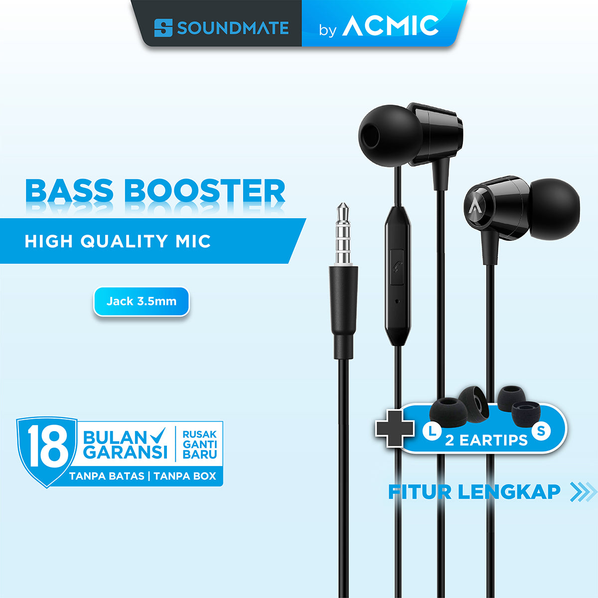 ACMIC BASIC In-Ear Headset Earphone Earbuds Headphone Stereo with Mic