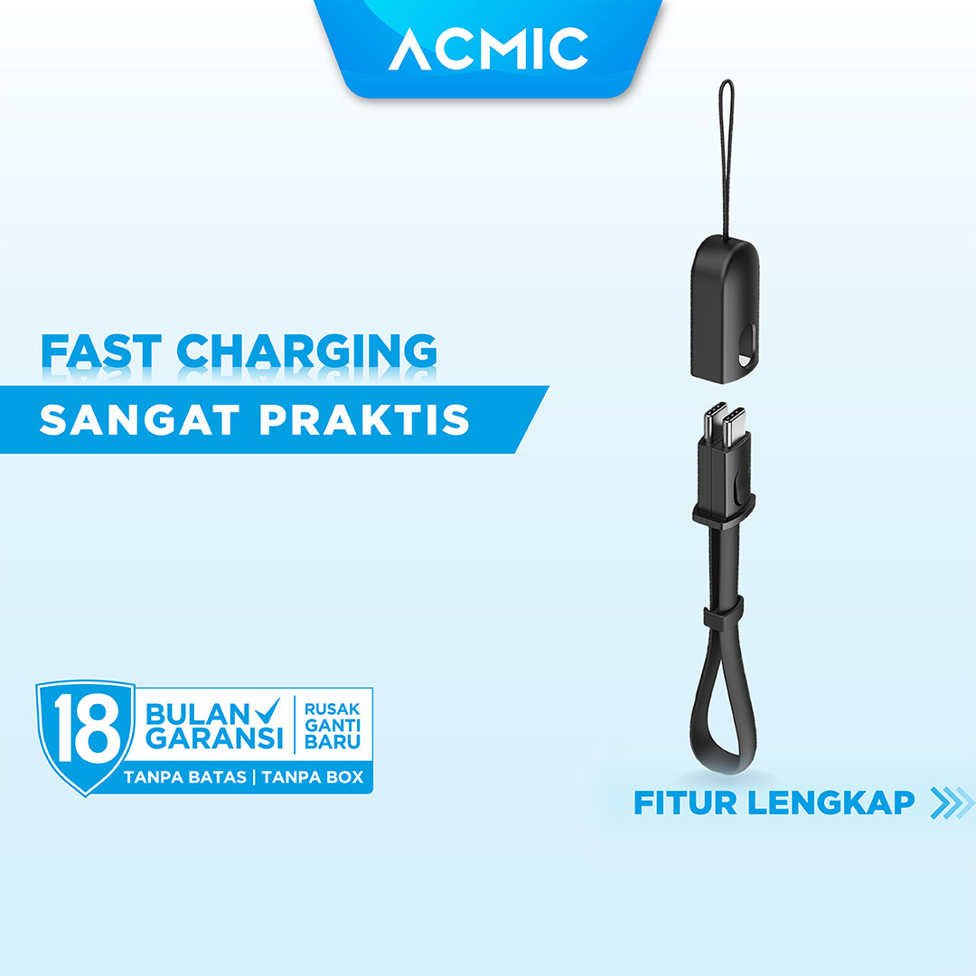 ACMIC KeyLine Kabel Data Pendek 20cm Fast Charging Lanyard Cable