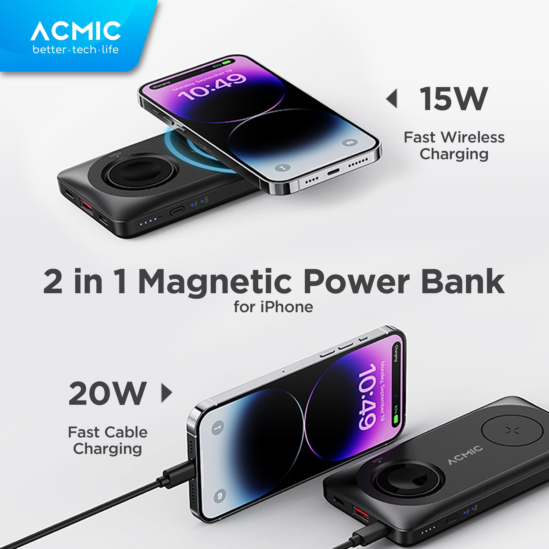 ACMIC MAGBANK DUO Magsafe Wireless Powerbank Charger for iPhone Apple Watch