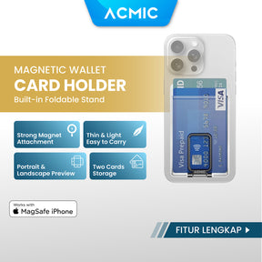 ACMIC MAGWALLET Magnetic Magsafe Slim Card Holder Built in Phone Stand Dompet Kartu ST01 / with PopSocket PS01