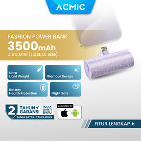 ACMIC MINIGLOW Fashion Mini Powerbank Type C iPhone Samsung Android