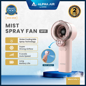 ACMIC MIST SPRAY FAN SF01 Kipas Angin AC Mini Portable Digital Display Super Strong Cooling Airflow dengan Mist Spray