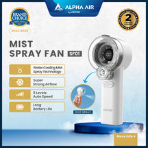 ACMIC MIST SPRAY FAN SF01 Kipas Angin AC Mini Portable Digital Display Super Strong Cooling Airflow dengan Mist Spray