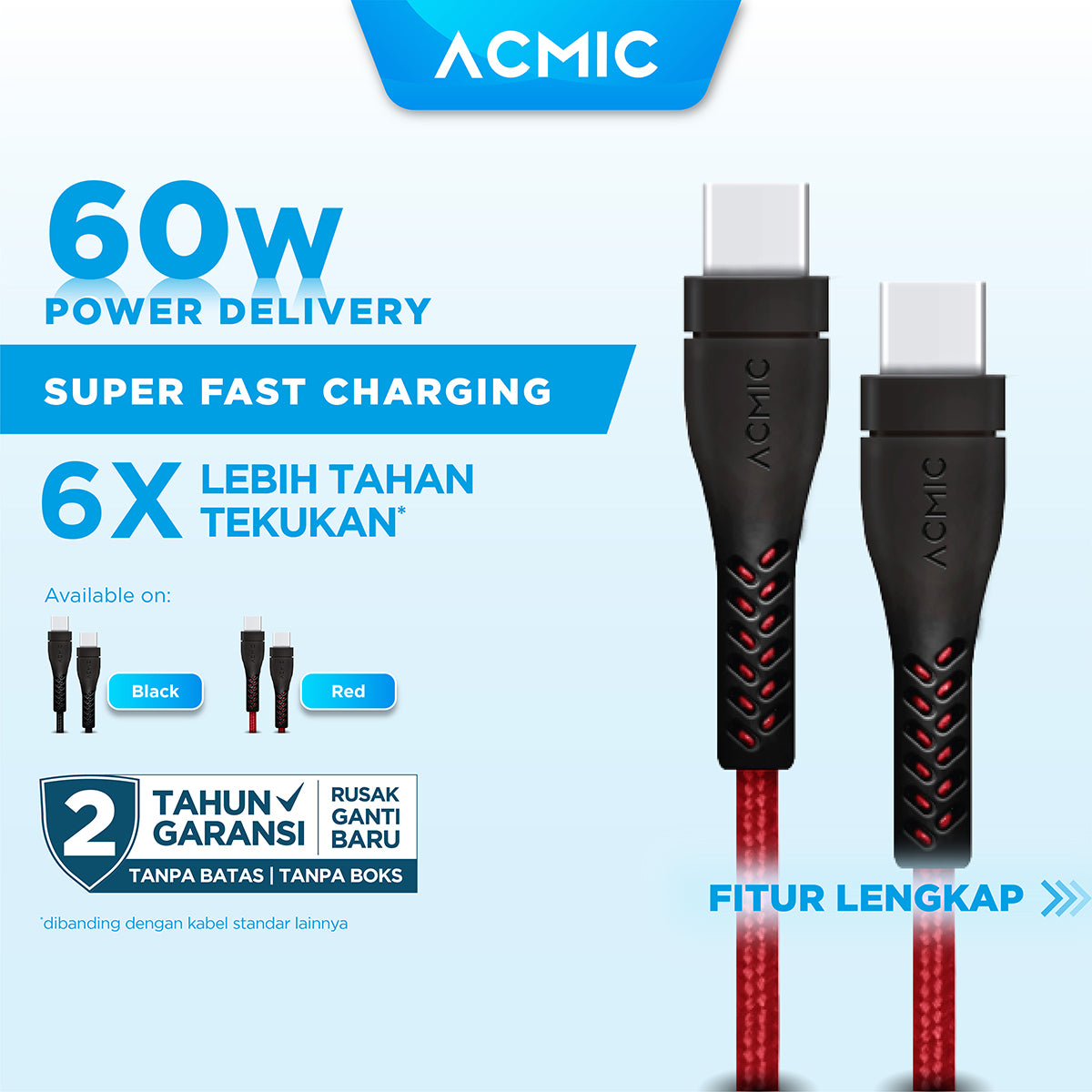 ACMIC PDC100 Power Delivery (PD) 100cm Cable USB Type C to USB Type C