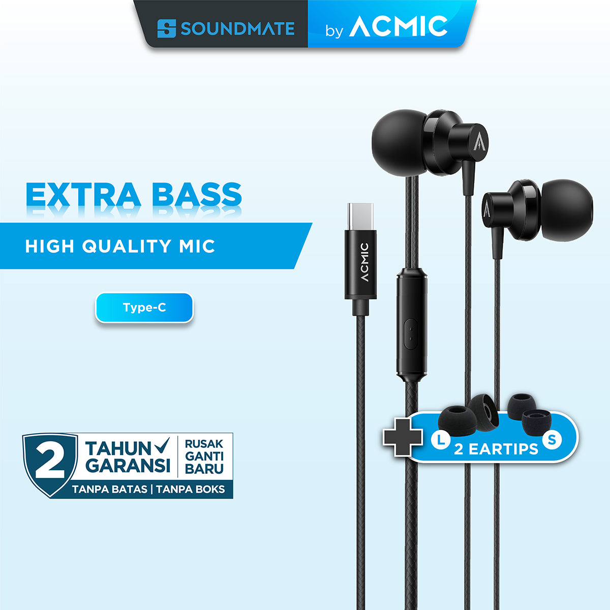 ACMIC PRIME In-Ear Headset Type C Earphone Earbuds Stereo with Mic